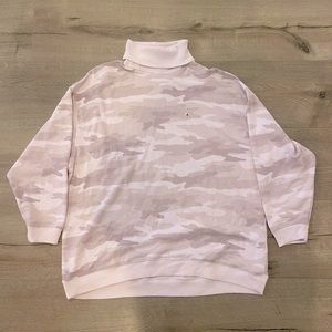 AMERICAN EAGLE Oversized Camo Cowl Turtleneck Sweatshirt